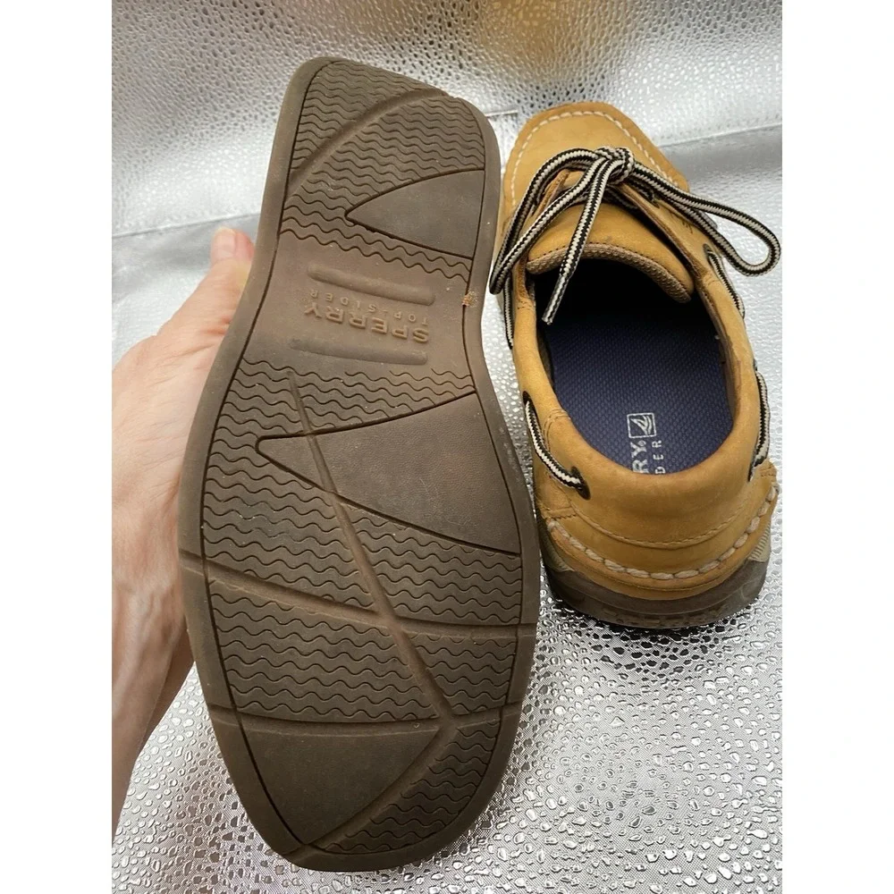 Sperry Top-Sider Intrepid Boys Boat Shoe Brown Leather‎ Lace Up Non-Slip Size 5M